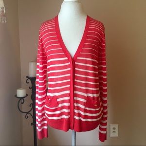 Banana Republic Coral/Cream Cardigan Size Large